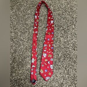 Dockers Y2K Men’s Red Multicolor Sport Themed Stain Resistant Neck Tie
